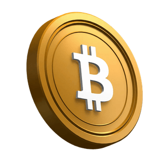 BTC Bitcoin coin, angled as a visual element in the hero section